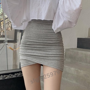 I764* new goods popular ** spring lady's skirt stretch beautiful legs sexy gya The - tight miniskirt * ash 