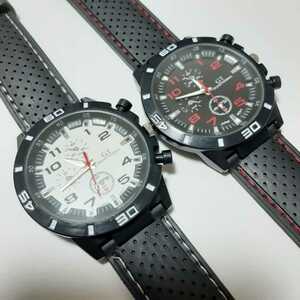  new goods wristwatch sport business black white. two pcs set 9