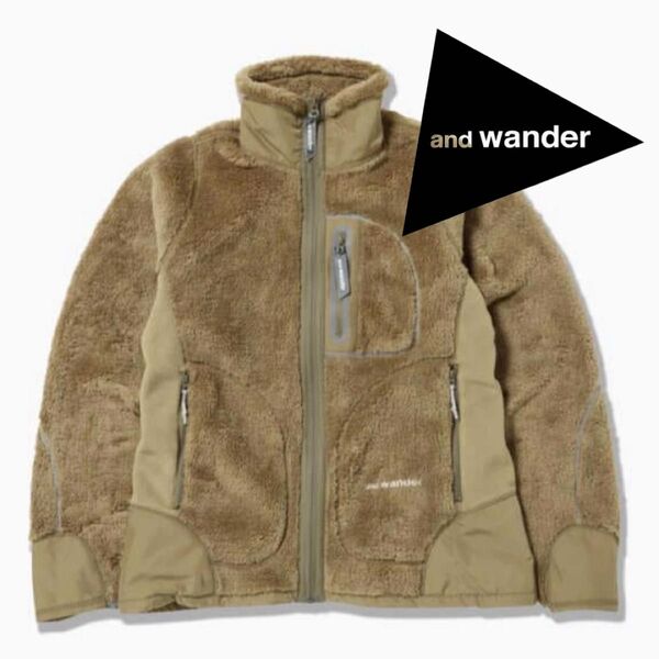 美品!アンドワンダー and wander ベージュ フリース 登山 キャンプ アウトドア ハイキング