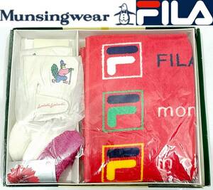 即決は送料無料 ヴィンテージ(新品)1990年代 FILA ＆ Munsingwearスポーツタオル＆ソックス ゴルフ デサントGOLFフィラ＆マンシングウェア