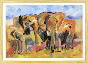 Art hand Auction ◎Marijke Cruysberg Reproduction des éléphants ★Peinture animalière [Nouveau], ouvrages d'art, peinture, autres