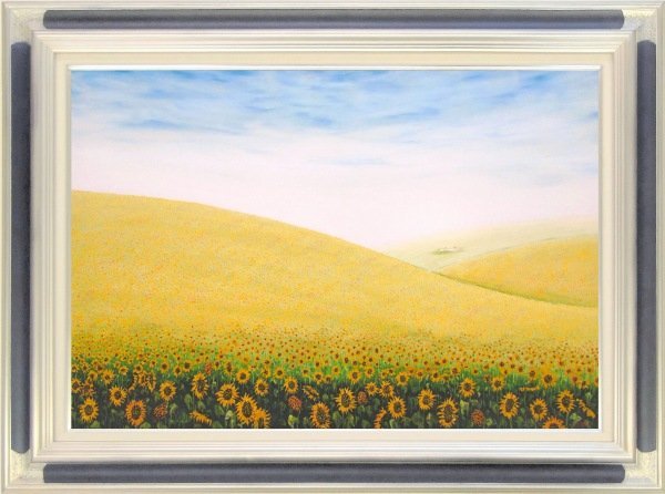 ◎Musashi Watanabe Sunflower Hill (M20) Oil painting ★ Still life [New], Painting, Oil painting, Still life