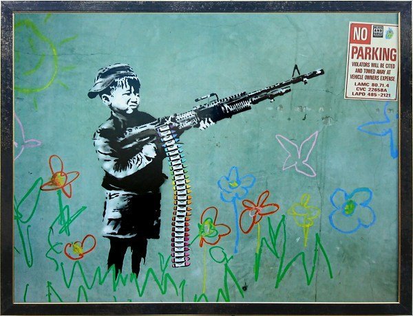 ◎Banksy Crayon Shooter reproduction painting ★Landscape painting [New], artwork, painting, others