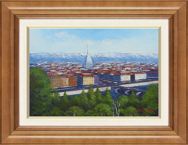 ◎Tatsuyuki Nakajima The streets of ancient Turin (F4) oil painting ★Landscape painting [New], painting, oil painting, Nature, Landscape painting