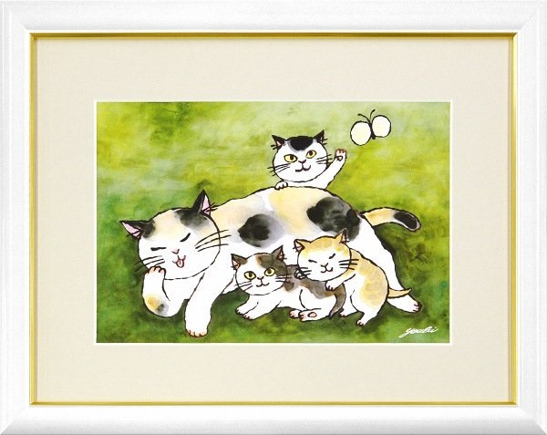 ◎Hiromi Happy Cat/Heartwarming Cat reproduction ★Animal painting/Feng Shui [New], artwork, painting, others