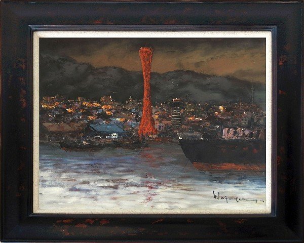 ◎Hideki Watabe Kobe Port Tower (F8) Ölgemälde ★Landschaftsmalerei [Neu], Malerei, Ölgemälde, Natur, Landschaftsmalerei