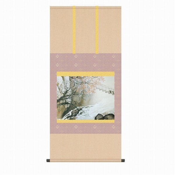 ◎Kawai Gyokudō Shunjun (150cm x 150cm) print + hand-coloured ★ Landscape hanging scroll [New], Painting, Japanese painting, Landscape, Wind and moon