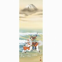 ◎榎本東山『白馬の武者（尺三立）』版画+手彩色★端午の節句・掛け軸・【新品】_画像2