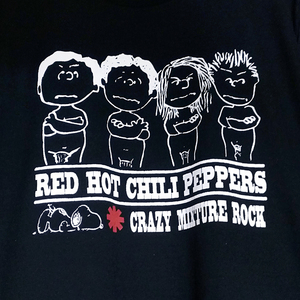 送込【Red Hot Chili Peppers×PEANUTS】★Crazy Mixture Rock★ブラック★S~XLサイズ