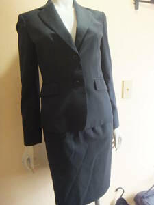 Perfect Suit Factory パーフェクト スーツ ファクトリー ７号 ウォッシャブル セットアップ スーツ ジャケット スカート 黒無地 メ15221