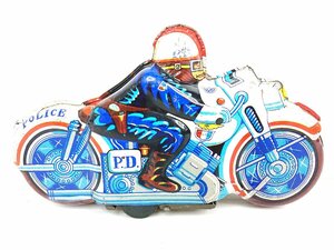  Showa Retro that time thing POLICE Police bike motorcycle police tin plate toy made in Japan Vintage N06-26-A*