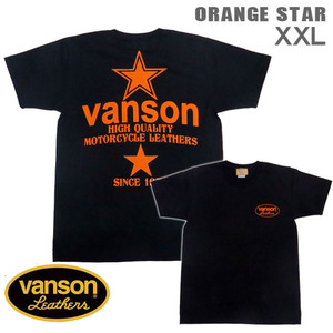 VANSON / Vanson short sleeves T-shirt VSS-11[ORANGE STAR] size XXL black orange Star special order 