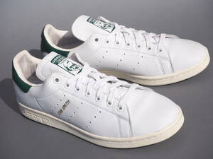 美品 !! US 9/ 27cm 18年製 adidas Originals スタンスミス 白緑 レザー 顔付き 天然皮革レザー STANSMITH STAN SMITH