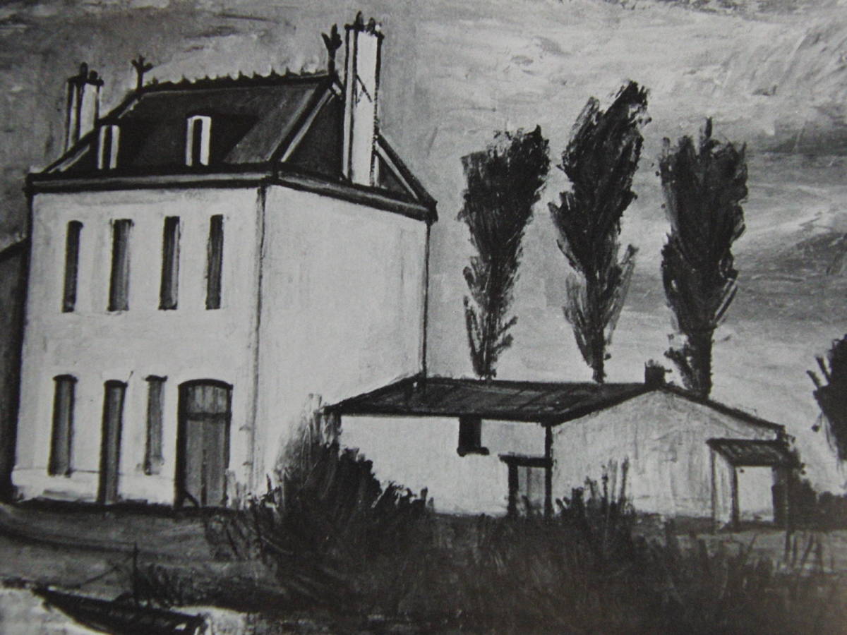 Bernard Buffet, La Maison Balanche, Framed paintings from rare art books, Popular works, Comes with custom mat and brand new Japanese frame, Bernard Buffet, Painting, Oil painting, Nature, Landscape painting
