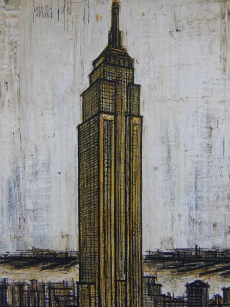 Gerahmtes Gemälde aus Bernard Buffets seltenem Kunstbuch NEW YORK-Empire State Building, Beliebte Werke, Kommt mit maßgeschneidertem Passepartout/neuem gerahmten Artikel, hergestellt in Japan, Bernard Buffet, Malerei, Ölgemälde, Natur, Landschaftsmalerei