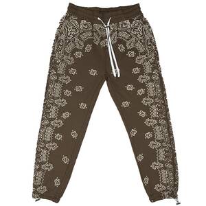 [並行輸入品] AMIRI アミリ BANDANA BLEACH SWEAT PANTS バンダナ柄 ブリーチ スウェットパンツ (ブラウン) (XL)