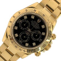 ロレックス ROLEX デイトナ　Ｙ番　ブラック文字盤　8Ｐダイヤモンド　クロノグラフ　イエローゴールド金無垢 116528G 腕時計 メンズ 中古_画像1