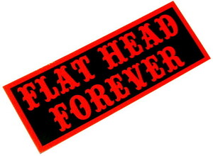 新品 アウトローワークス ハーレーダビッドソン エンジン ステッカー 「FLAT HEAD」 赤×黒 スカルフライト ウェストライド フラットヘッド