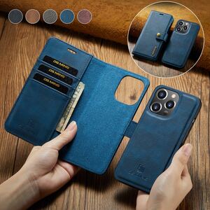 iPhone 14 pro leather case iPhone 14 Pro case iPhone14 proka Barker do storage removed possibility notebook type blue