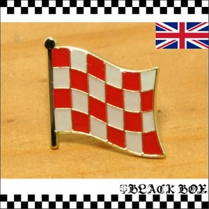 英国 インポート Pins Badge ピンズ ピンバッジ 画鋲 チェッカーフラッグ 旗 レース ロッカーズ カフェレーサー バイク イギリス UK GB 439