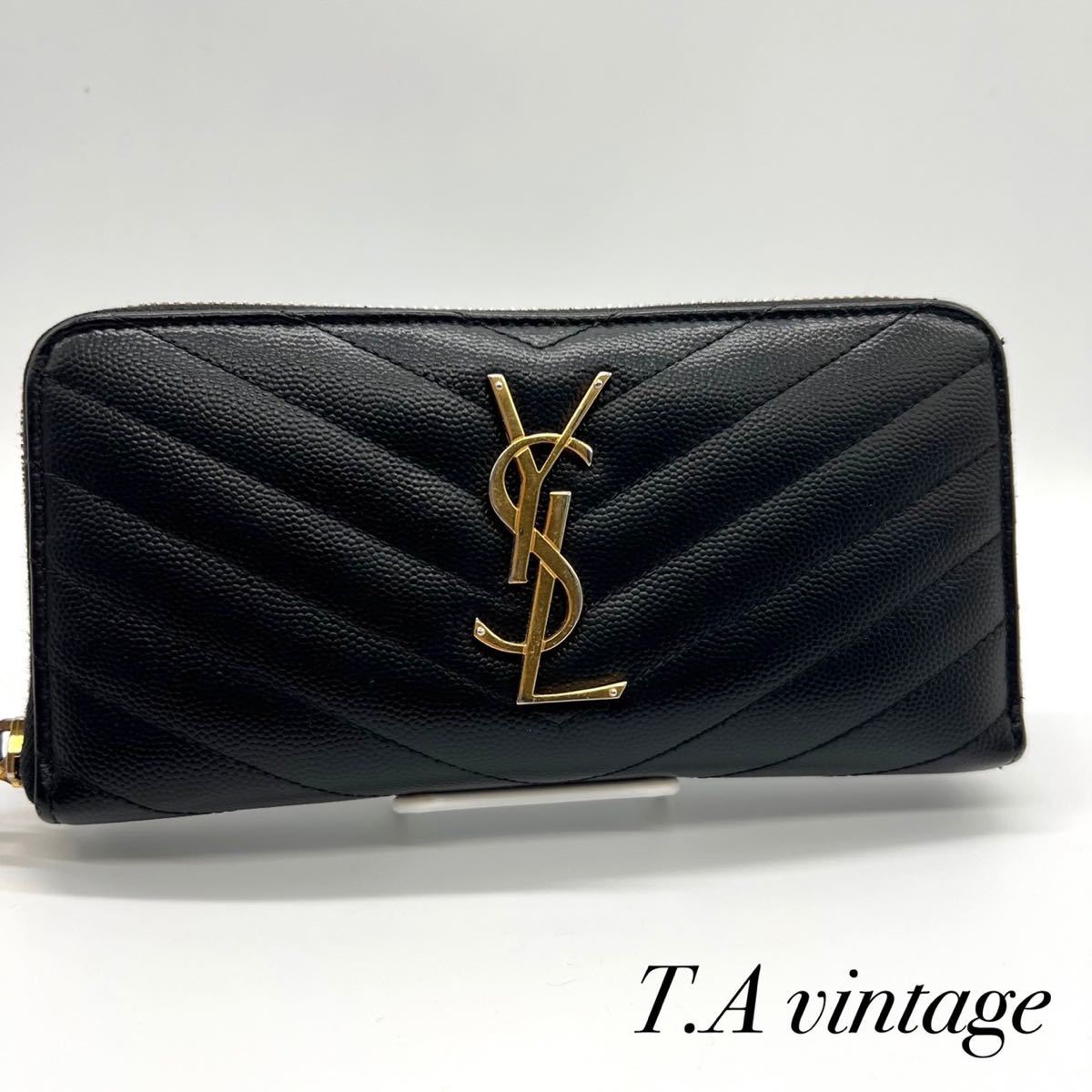 良品】サンローラン 長財布 モノグラム 372264 黒 YSL B1176-