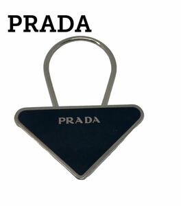 [ same day shipping ] Prada PRADA Logo key ring key holder bag charm M713 triangle plate black black 