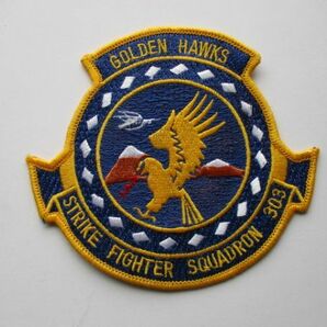 【送料無料】アメリカ海軍GOLDEN HAWKS第303戦闘攻撃飛行隊STRIKE FIGHTER SQUADRON 303パッチVFA-303ワッペン/patch NAVY米海軍USN米軍M66の画像1