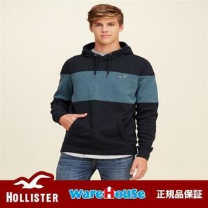 【送料無料】SサイズHOLLISTER ホリスター グラフィックパーカー Iconic Chest-Contrast Hoodie【Navy】ネイビー アメカジ インポート