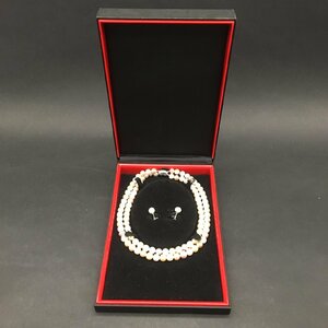 FG0214-65-3-3 ネックレス 41.5cm 二連 イヤリング 真珠 マルチカラー 玉0.6㎝ イヤリング0.6㎝ 60サイズ