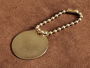  ball chain attaching brass plate ( Circle ) key holder key ring necklace awareness . military brass pendant top 