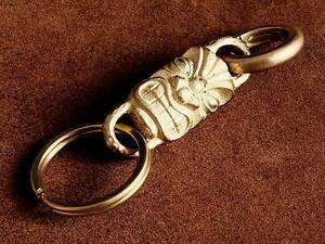  brass kalabina attaching TIKItiki charm key holder ( Gold ) double ring key holder belt loop .... men's key hook 