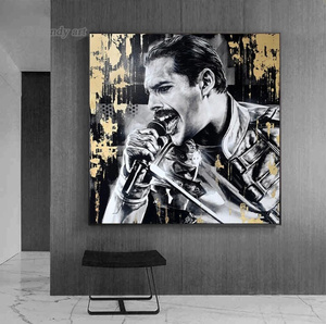  C2459 フレディ・マーキュリー Freddie Mercury キャンバスアートポスター 特大サイズ 70×70cm イラスト インテリア 雑貨 海外製 枠なし