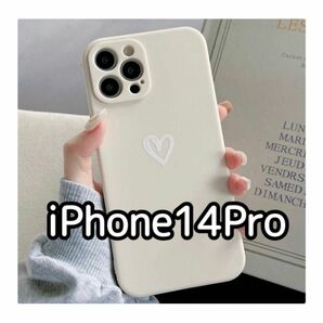  iPhone14Pro iPhoneケース ホワイト 白 白色 大人気 ハート 手書き 韓国 かわいい おしゃれ 新品 未使用