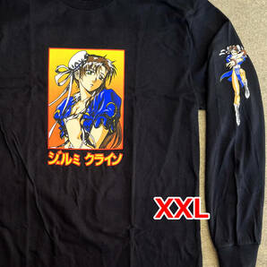 新品 XXL chun li LONG SLEEVE t-shirt長袖Tシャツ黒 Hook-Ups 春麗チュンリーストリートファイター ジェルミクライン ロングスリーブ