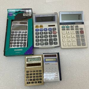 YK0749 calculator 5 pcs summarize CASIO SL-350MT|SANYO CX-7P|SHARP EL-772F|EL-M711|EL-854 electrification OK present condition goods 0215