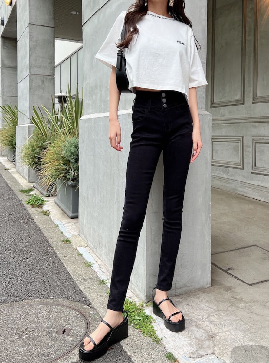 Aランク agnès b. アニエスベー ストレッチスキニーパンツ 超光沢