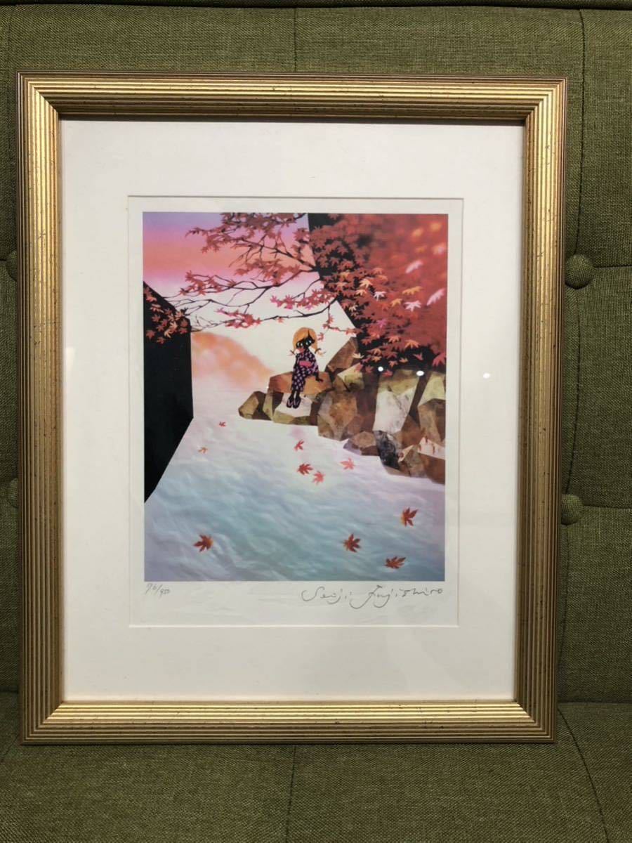 超美品】藤城清治「小さな恋」リトグラフDX 直筆サイン 版画 絵画 猫