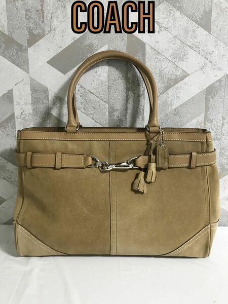 【美品】COACH コーチ 5J09 スエード トートバッグ ショルダーバッグ