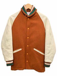 SEVESKIG (セヴシグ) STADIUM JACKET レザー切替 ウール スタジャン S ブラウン メンズ/025