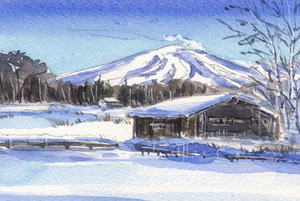 Art hand Auction Nr. 8233 Hailong-See im Winter/Kitakaruizawa / Chihiro Tanaka (Aquarell der vier Jahreszeiten) / Wird mit einem Geschenk geliefert / 23201, Malerei, Aquarell, Natur, Landschaftsmalerei