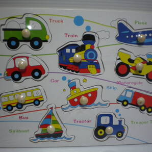 木製のりものパズル 知育玩具 対象年齢1歳から