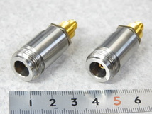 【HPマイクロ波】　HP 1250-2444 N(F)-SMA(F) Adapter Coaxial straight (パネル取付変換アダプタ/ナット止め) 2個 取外し現状ジャンク品_画像1