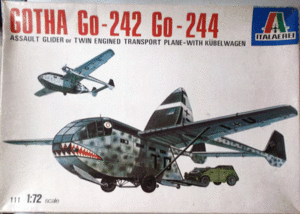 イタレリ/1/72/Go-244/242/ドイツ空軍輸送機/グライダー/未組立品/キューベルワーゲン付き