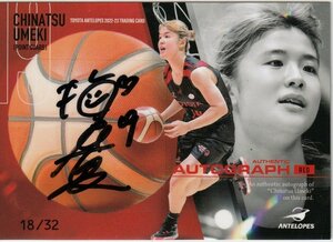 トヨタ自動車 アンテロープス 2022-23【梅木 千夏】直筆サインカード(赤) 18/32 バスケットボール