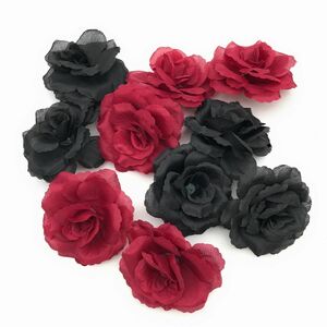  искусственный цветок роза цветок только 8 см 10 шт ( wine red, черный )