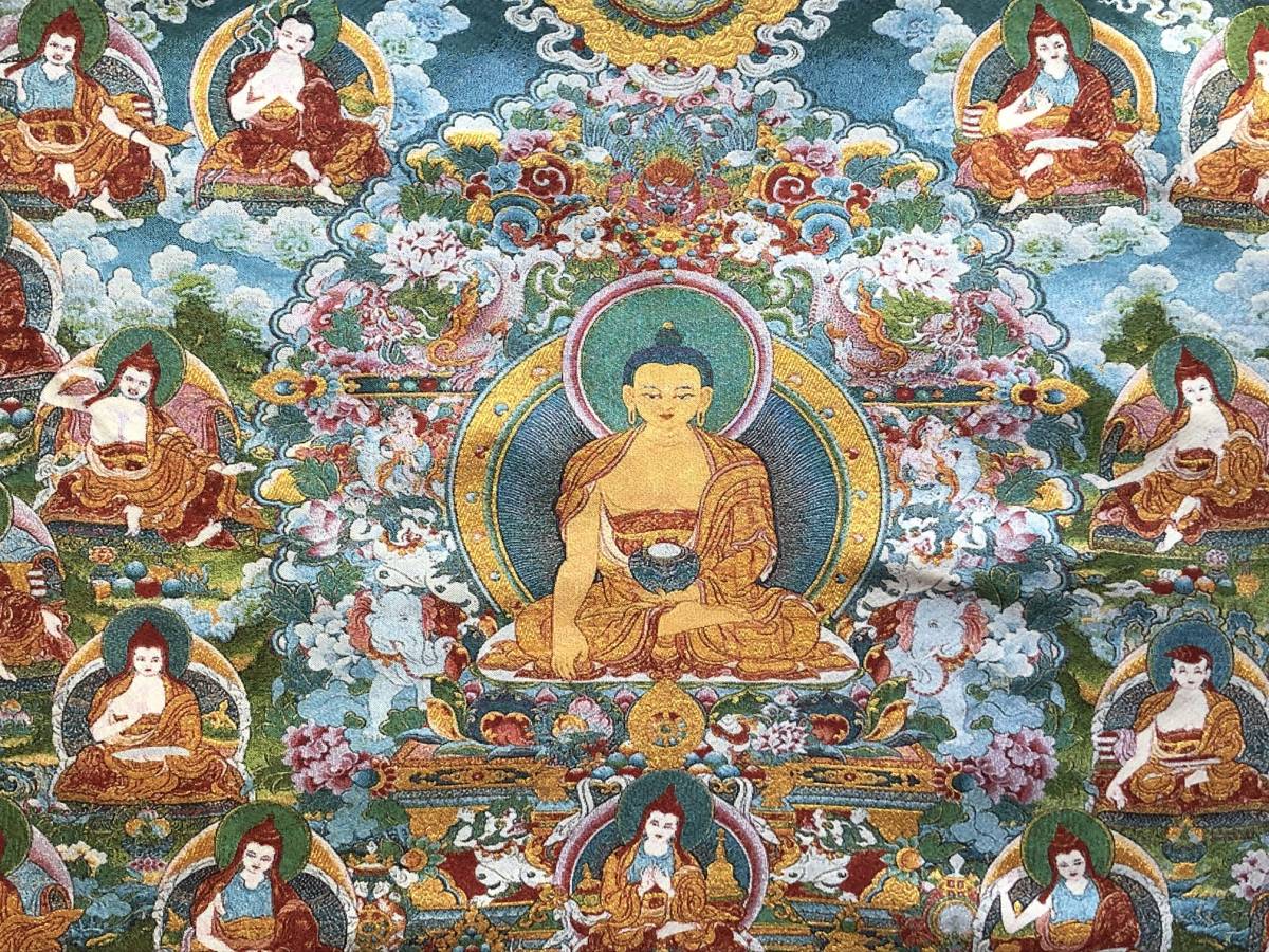 Tibetan Esoteric Buddhism Swastika Buddhist Art [Shaka Nyorai Textile] Embroidery 91cm Search; 18 Buddhas Embroidery Buddha Statue Buddhist Painting F8, Painting, Japanese painting, person, Bodhisattva