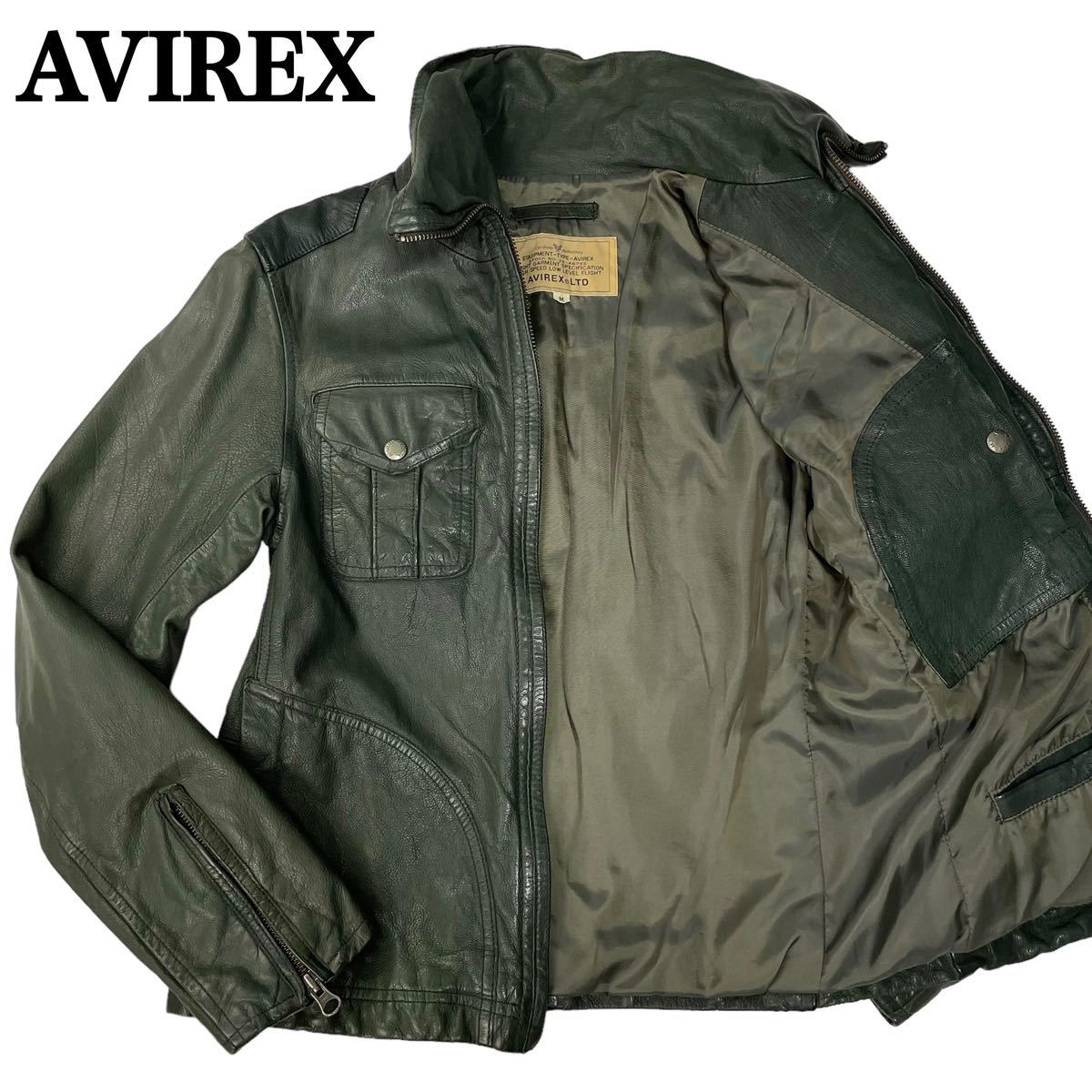 ☆used☆AVIREXアヴィレックス☆本革レザーライダースジャケット☆L