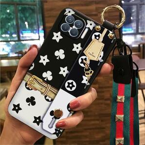 OPPO A73 ケース TPU保護 薄型 人気柄特選 ストラップ付き 黒と白
