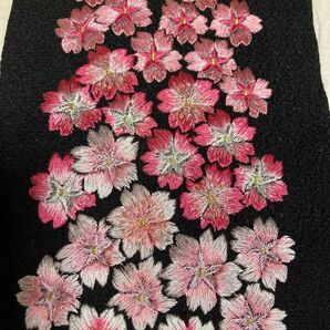 刺繍半衿　振袖　成人式　ブラック　卒業式