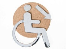 ABS製 立体 車椅子マーク 身障者ステッカー シール 両面テープ貼付 1個入#シルバー_画像4